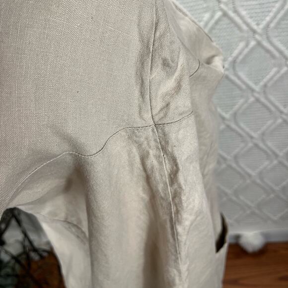 Vtg D'Accord Men's Button Down Shirt 100% Linen Long Sleeve Tan XL - Picture 5 of 6